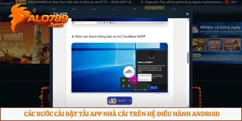 Các bước cài đặt tải app nhà cái trên hệ điều hành Android
