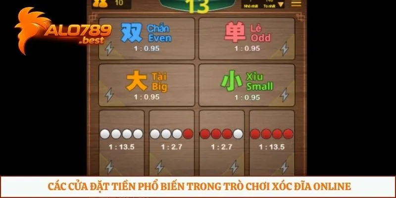 Các cửa đặt tiền phổ biến trong trò chơi xóc đĩa online