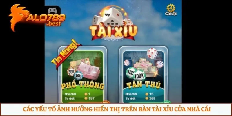 Các yếu tố ảnh hưởng hiển thị trên bàn tài xỉu của nhà cái