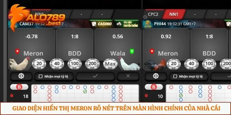 Giao diện hiển thị meron rõ nét trên màn hình chính của nhà cái