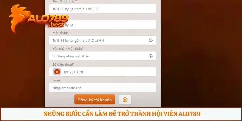 Những bước cần làm để trở thành hội viên Alo789